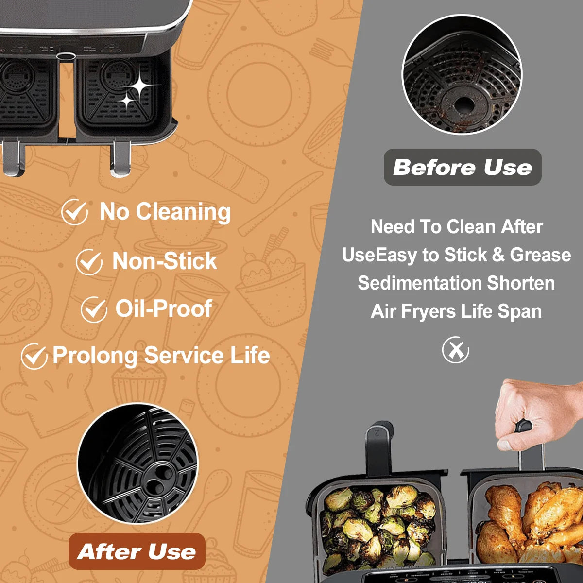 Leeseph Air Fryer Silicone Liners, Reusable Non-Stick Pot Oven Liner Baking Tray, Air Fryer Basket Air Fryer Accessories Peaceful Pleasures Health and Wellness