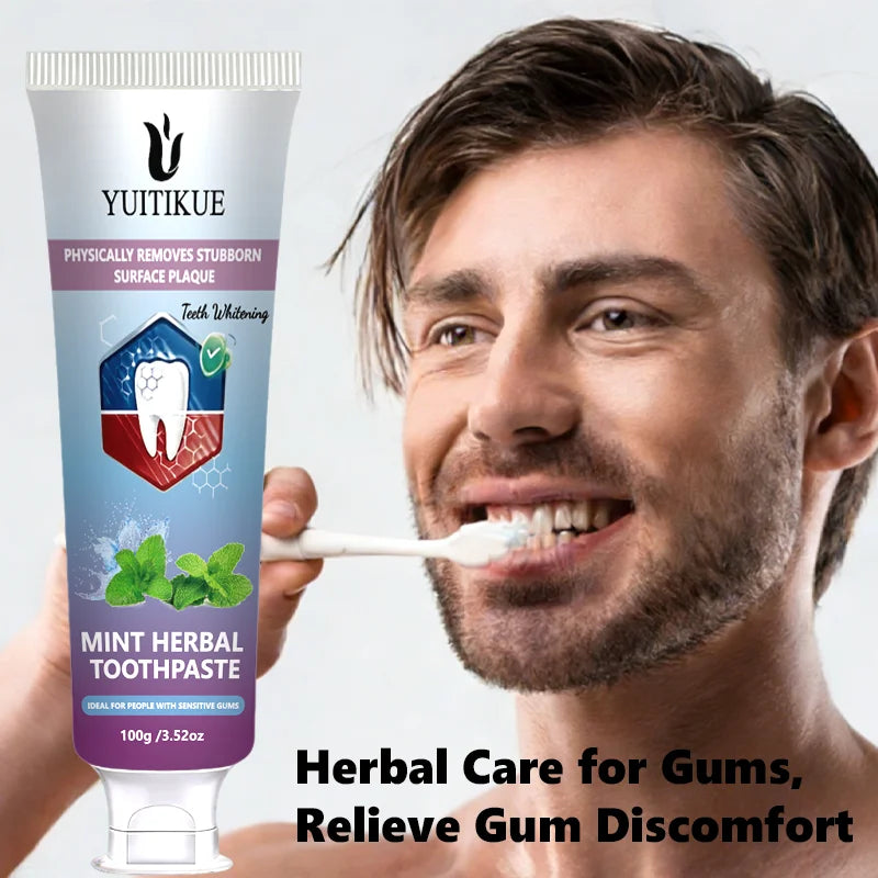 Yuitikue Mint Herbal Toothpaste, 100g Teeth Whitening Toothpaste for Plaque Removal & Sensitive Gums, Fresh Breath Peaceful Pleasures Health and Wellness