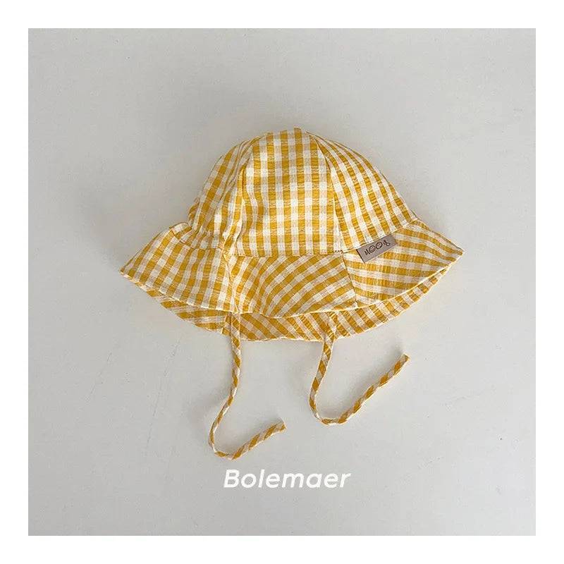 Baby Wide Brim Plaid Bucket Sun Hat | Cotton, Boys & Girls