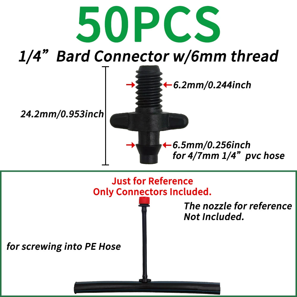 50pcs Barbed Connectors Irrigation Fittings Drip Irrigation Barbed Connectors 4/7mm Tubing Fittings for Flower Pot Garden Lawn Peaceful Pleasures Health and Wellness I-50pcs