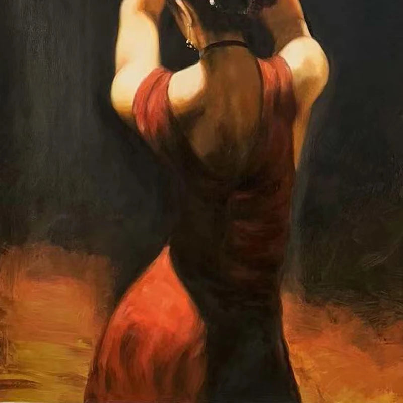Hanging Canvas Paintings for Hotel, Living Room Dancer Painting, Latina Woman Oil Painting, High Quality, Hand-painted Painting Peaceful Pleasures Health and Wellness