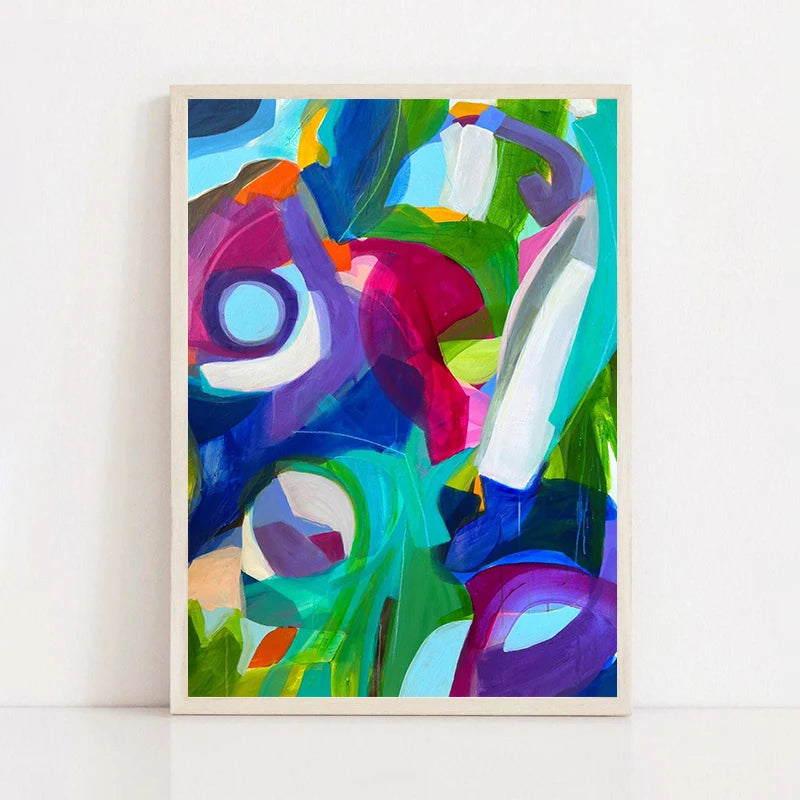 Bold Abstract Blue-Green Purple Pink Vibrant Graffiti Color Block Art Poster Canvas Print Modern Bedroom Gallery Wall Decoration Peaceful Pleasures Health and Wellness