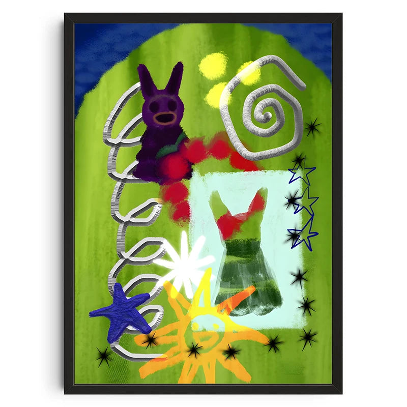 Abstract Cowboy Horseback Canvas Wall Art | Modern Home Decor
