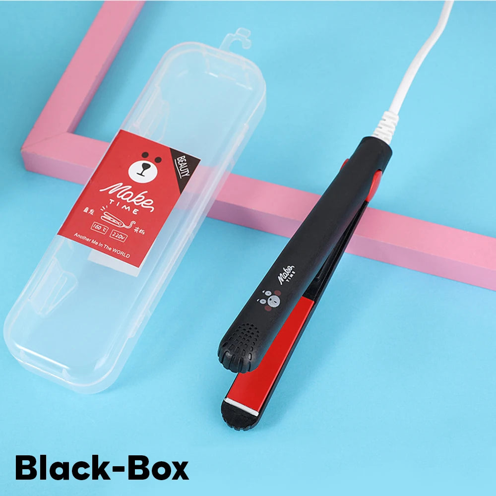 2 In 1 Protabel Flat Iron Hair Straightener And Curling Iron 6.7"Mini Ceramic Straight Hair Flat Irons Curl Flat Iron For Girls Peaceful Pleasures Health and Wellness Black-Box EU