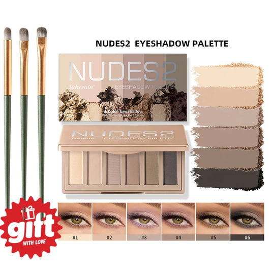 Lakerain 6-Color Matte Nude Eyeshadow Palette + Free Brush Eyeshadow Palette Oasis Select