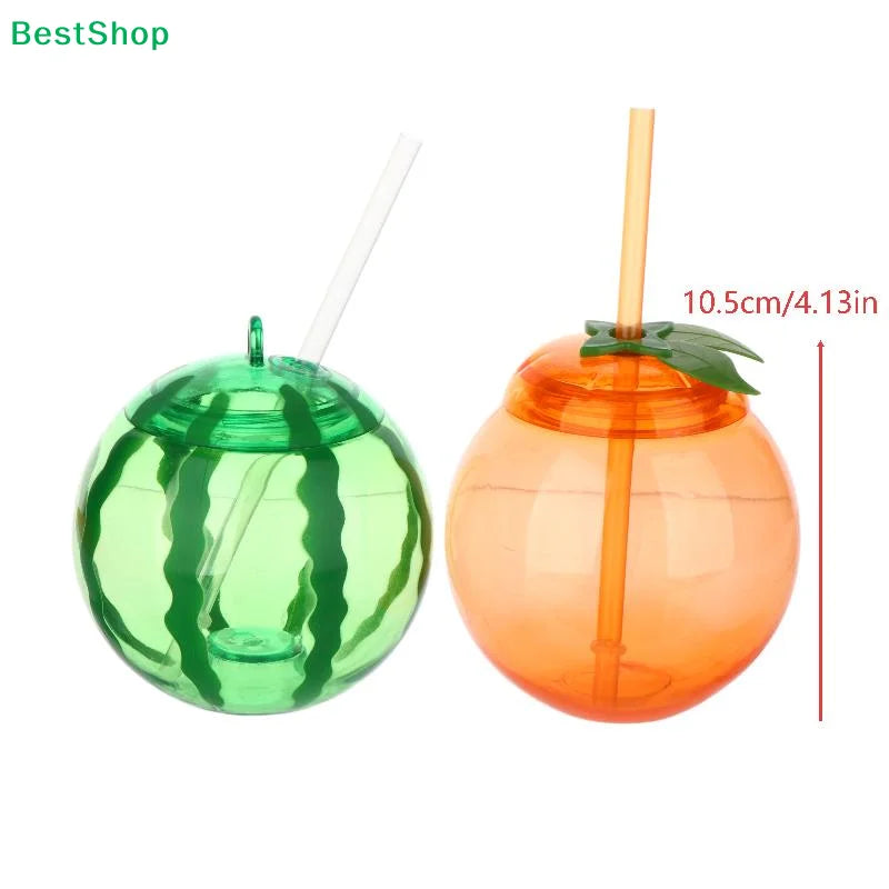 Fruit Shaped Cups with Straw – Orange & Watermelon | 1–3 Pack