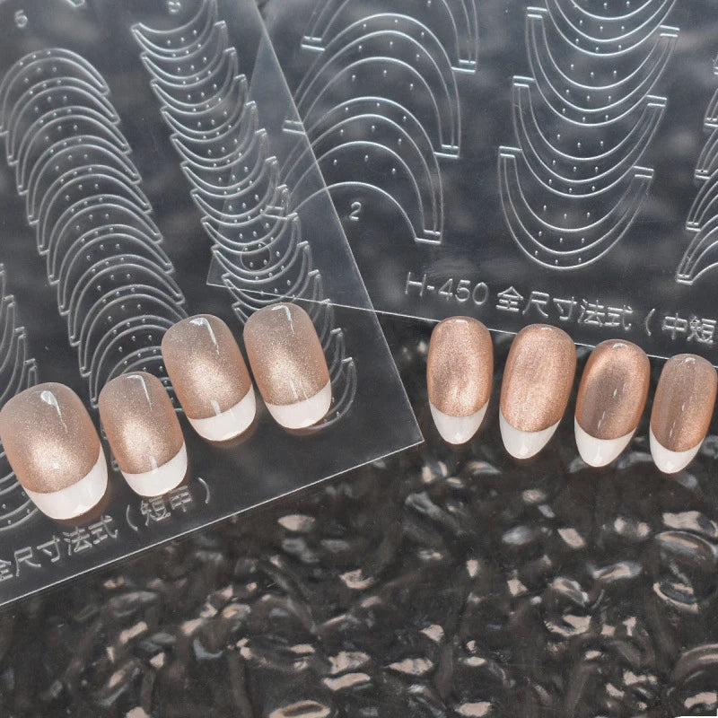 Fully Transparent Hollow French Nail Stickers Spray Painting Stencil French Edges Templates Patting Glue Adhesive Auxiliary Tool Peaceful Pleasures Health and Wellness
