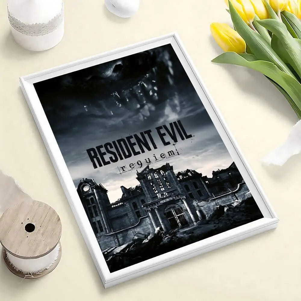 Resident Evil Requiem Poster HD Self Adhesive Waterproof Wall Art Ideal for Home Office Dorm Bedroom Great Gift Peaceful Pleasures Health and Wellness White3 50X70cmNoframe