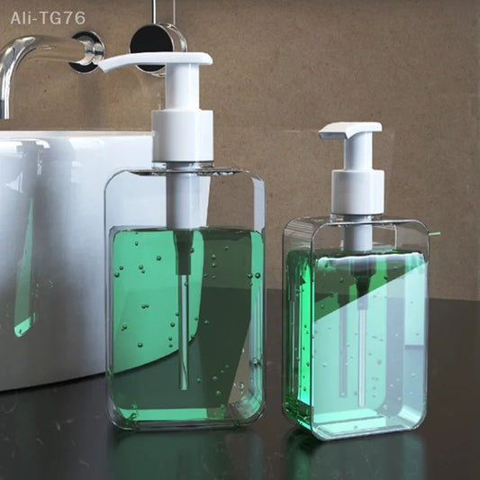 Transparent Square Refillable Soap & Lotion Pump Dispenser Soap Dispenser Peaceful Pleasures Health and Wellness
