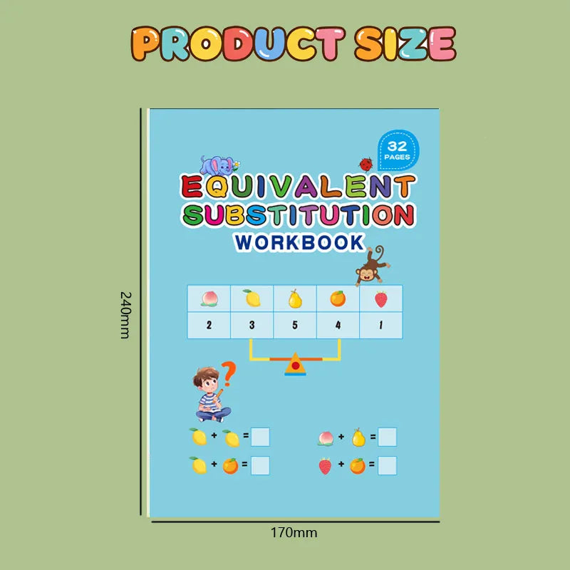 32 Pages Equivalent Substitution Workbook Kids Math Logic Problem