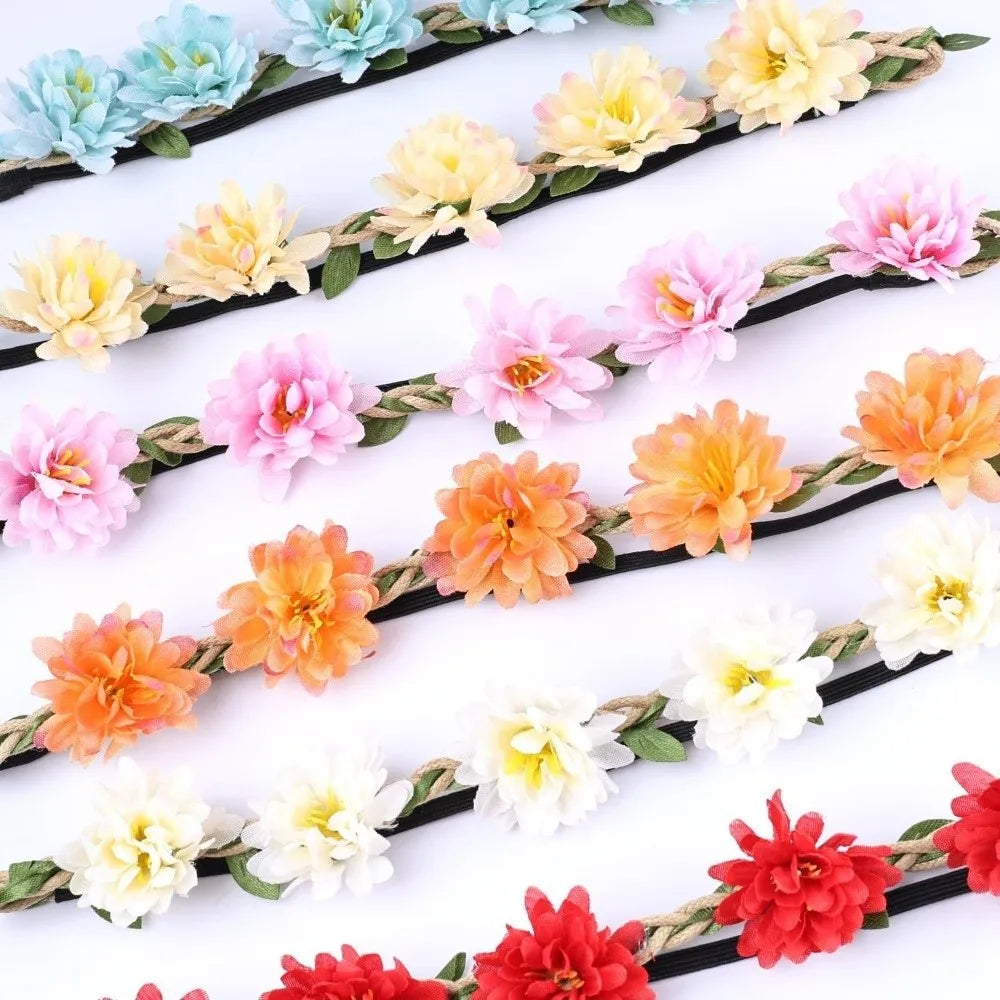 Pink Rose Floral Crown – Boho Adjustable Ribbon Headpiece