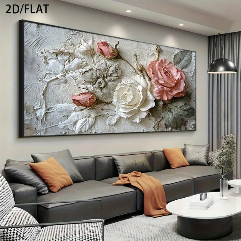 2D Flat, Unframed Canvas Wall Art Modern Nordic Floral Design High-Quality Canvas for Indoor/Outdoor Use, Large Canvas Wall Art Peaceful Pleasures Health and Wellness