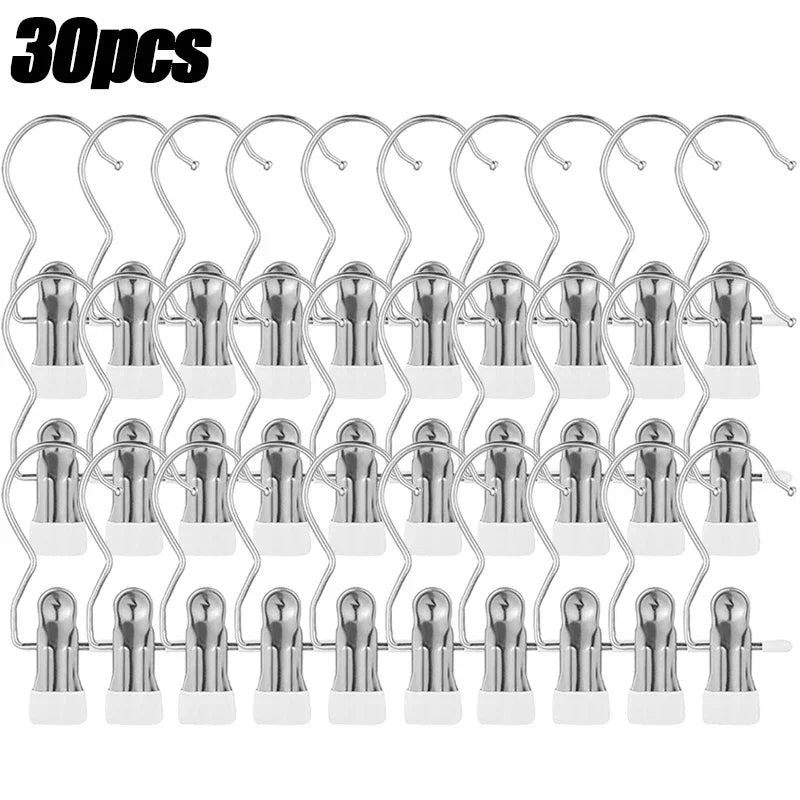 Stainless Steel Clothespins Room Organizer 5 - 30pcs Clothes Organizer Extendable Clothes Racks Home. Laundry Hook Clothing Peaceful Pleasures Health and Wellness 30pcs-white XL