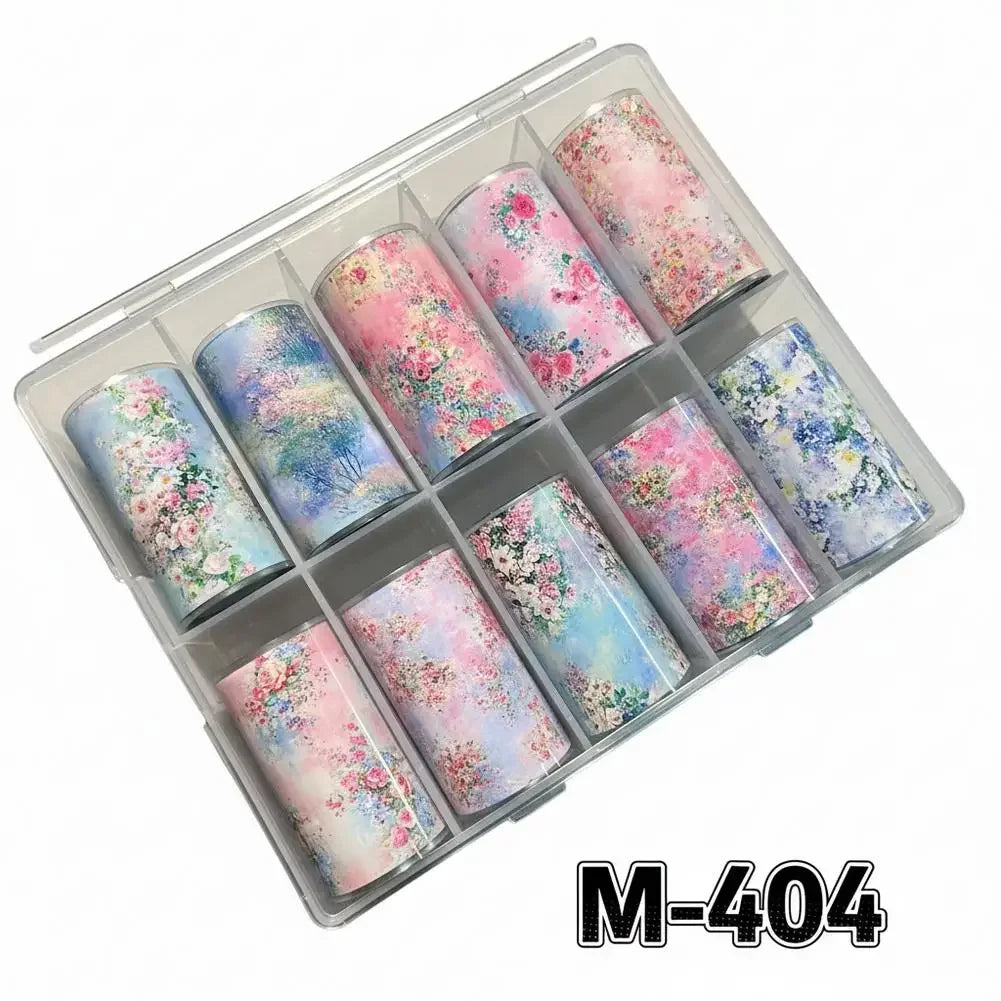 10 Rolls Flower Nail Foil Nails Art Design Stickers Decals Holographic Foils Paper Starry Sky Star Transfer Foil Nail Decoration Peaceful Pleasures Health and Wellness A