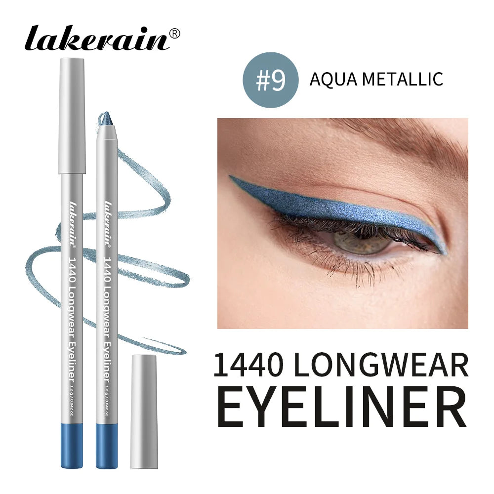 Lakerain Longwear Eyeliner 24h Long-lasting Wear Waterproof Smudge-proof Smooth Precise Application Smokey Eyeliner 12 Color Peaceful Pleasures Health and Wellness 9