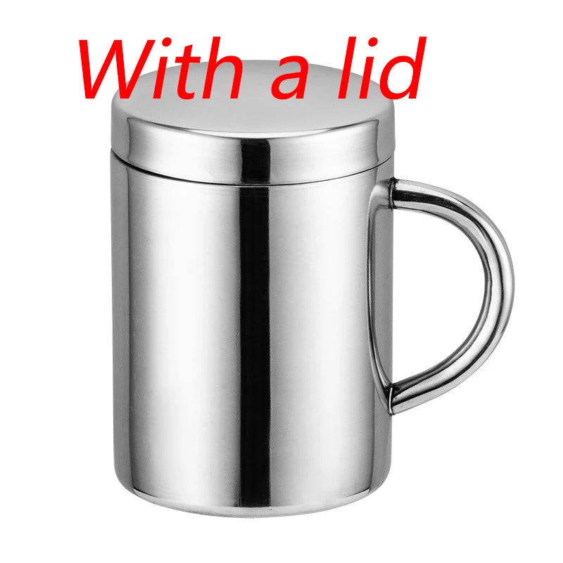 Double Wall Stainless Steel Coffee Mug with Lid – Travel Tumbler (S/M/L)