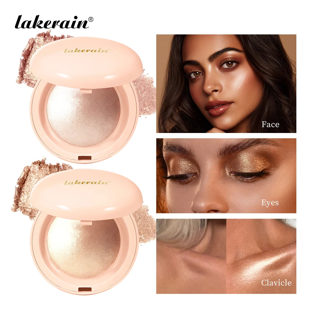 Lakerain Silken Touch Highlight Powder Smooth Texture Luminous Finish Long Lasting Makeup Waterproof Baked Highlighter Powder Peaceful Pleasures Health and Wellness