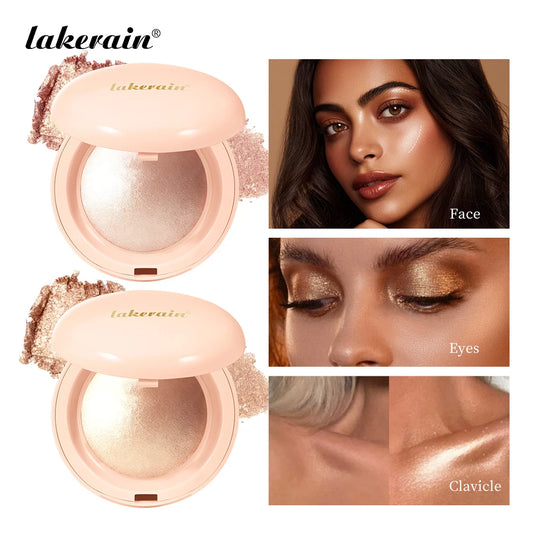 Lakerain Silken Touch Highlight Powder Smooth Texture Luminous Finish Long Lasting Makeup Waterproof Baked Highlighter Powder Peaceful Pleasures Health and Wellness