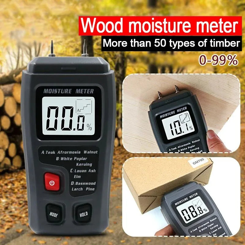 EMT01 Digital Wood Moisture Meter 0-99.9% Humidity Tester Large LCD Display for Timber Lumber Building Material DIY Use Peaceful Pleasures Health and Wellness