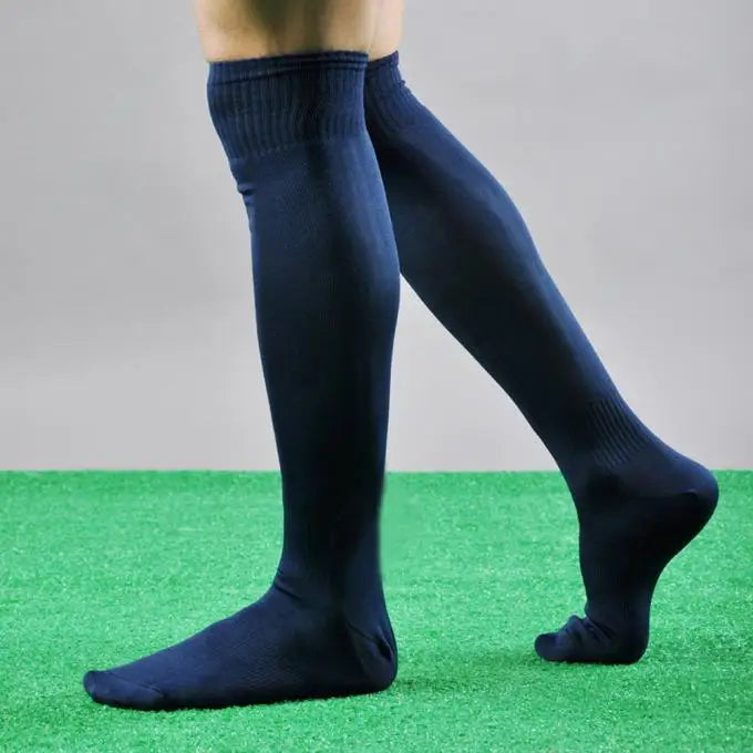Football Socks Men'S Sports Soccer Socks Solid Color Over Knee Socks Casual Breathable Socks Men'S Training Socks Ball Socks Peaceful Pleasures Health and Wellness Dark Blue