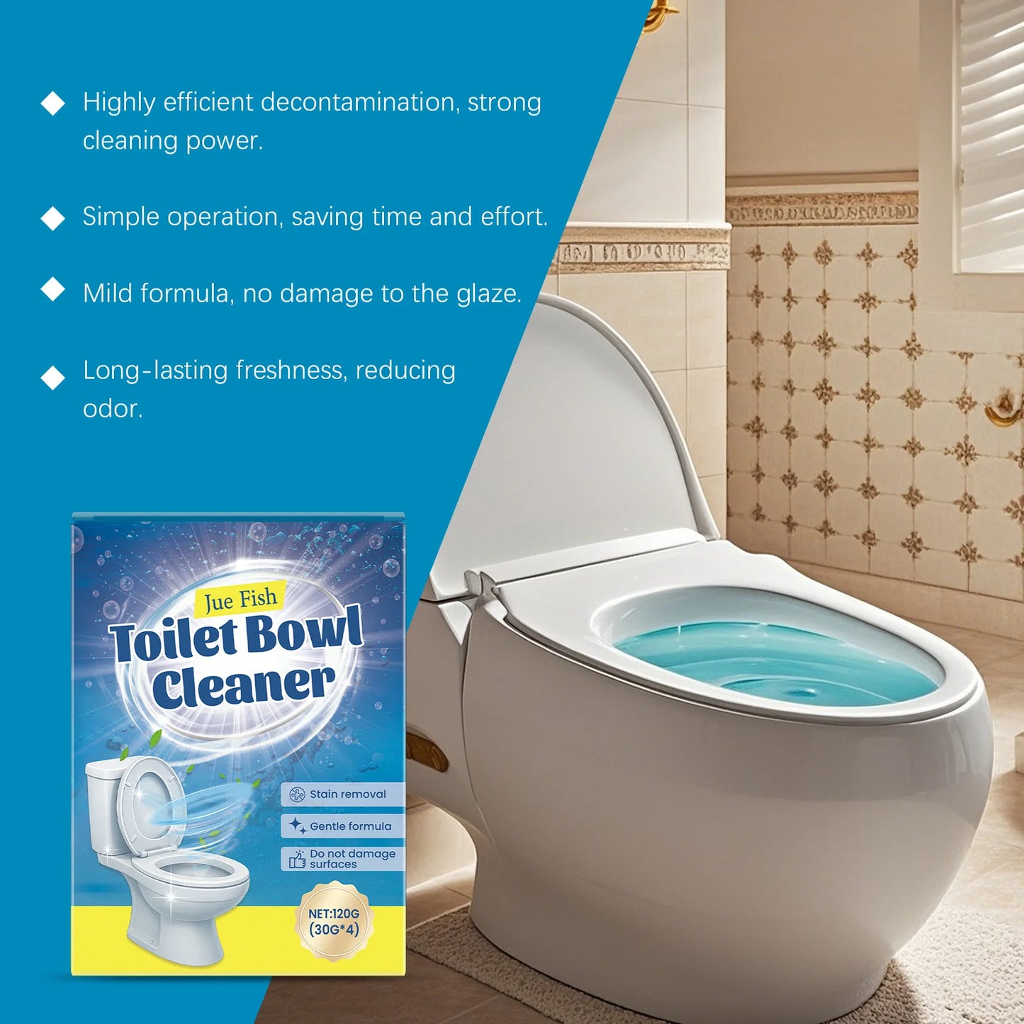 Jue-Fish 120g Toilet Cleaning Powder – Remove Stains & Odors