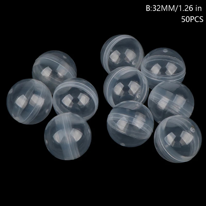 50Pcs/pack 28-50mm Can Open Transparency Plastic Capsule Toy Surprise Ball Tiny Container Making Things Model Gift Peaceful Pleasures Health and Wellness B-32mm