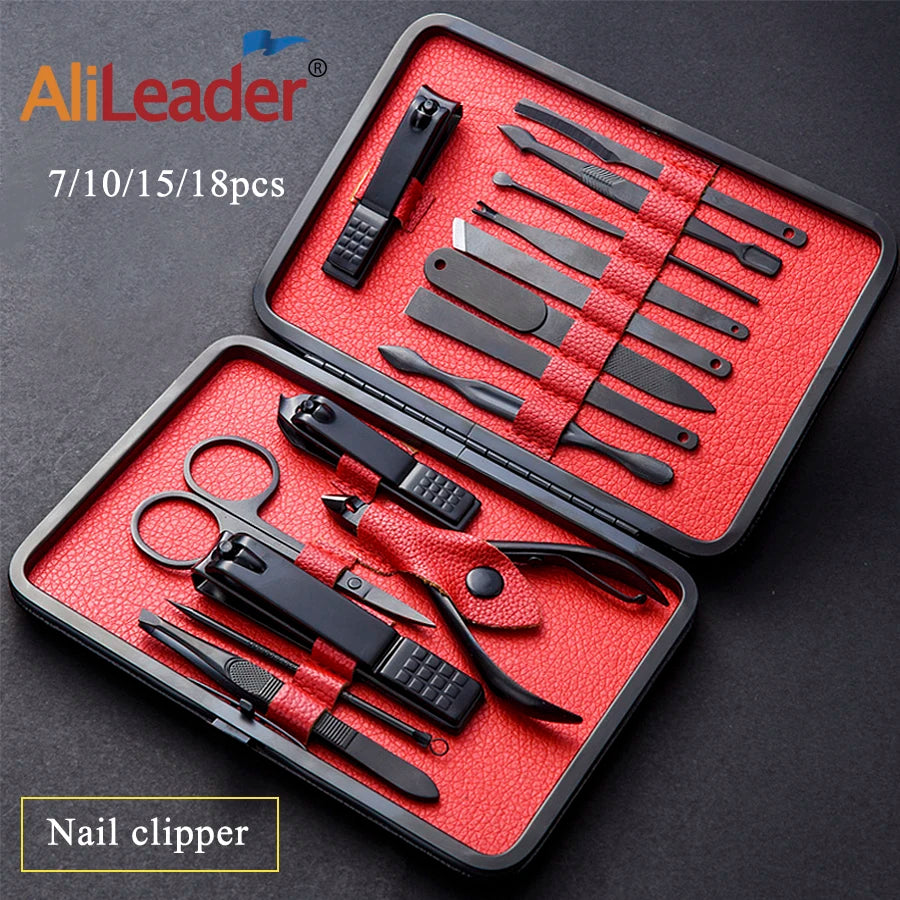Stainless Steel Manicure Set - Professional 7/10/15/18 Pcs Pedicure Nail Clippers Grooming Kits for Personal Nail Care Use Peaceful Pleasures Health and Wellness