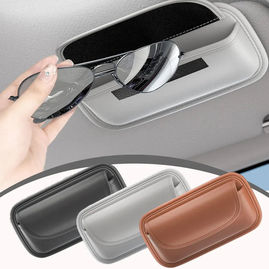PU Leather Car Sun Visor Sunglasses Holder & Eyeglass Case Car Sunglasses Holder Oasis Select