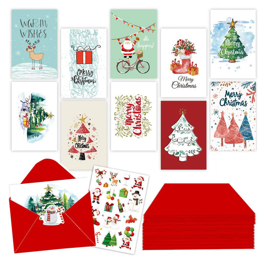 10 Cards Envelopes 1 Sticker Christmas Folded Holiday Diy Handwritten Peaceful Pleasures Health and Wellness 1 set