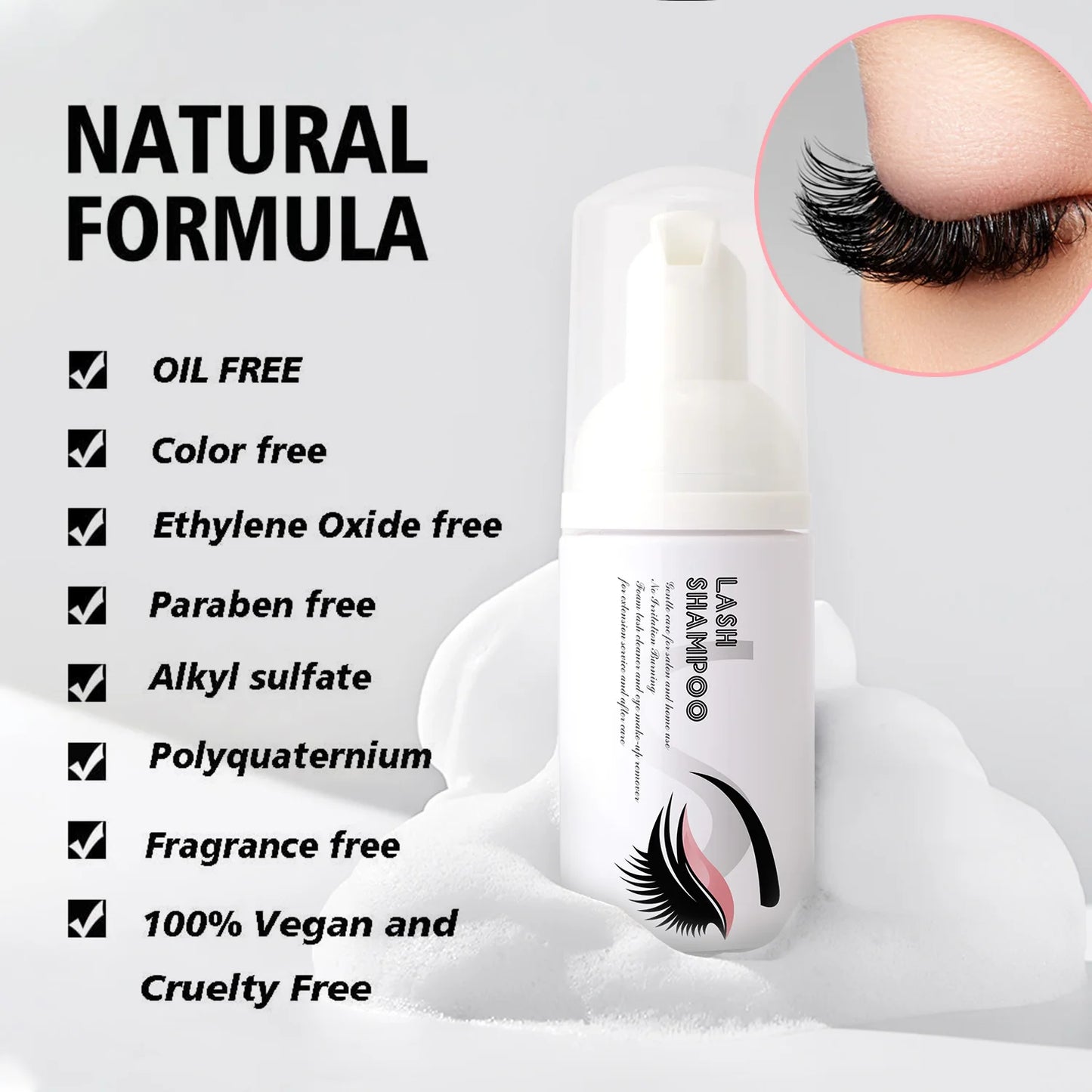 1/5PCS 30ml Eyelash Extension Shampoo Eyelid Foaming Cleanser Makeup Remover Glue Supplies for Professional & Home Use for Women Peaceful Pleasures Health and Wellness
