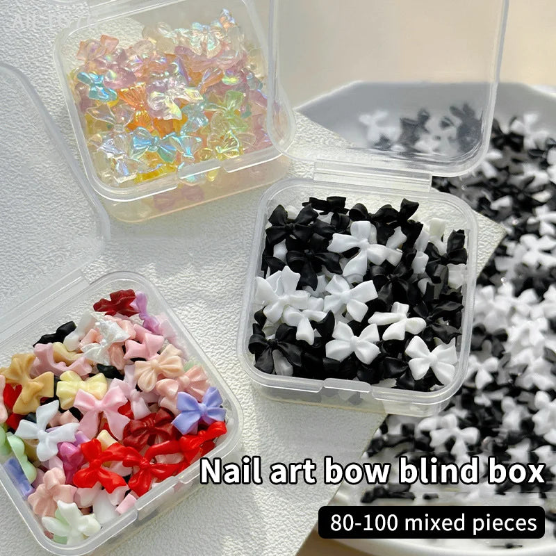 3D Resin Bow Nail Charms – Mixed Ribbon Cartoon Nail Art Set