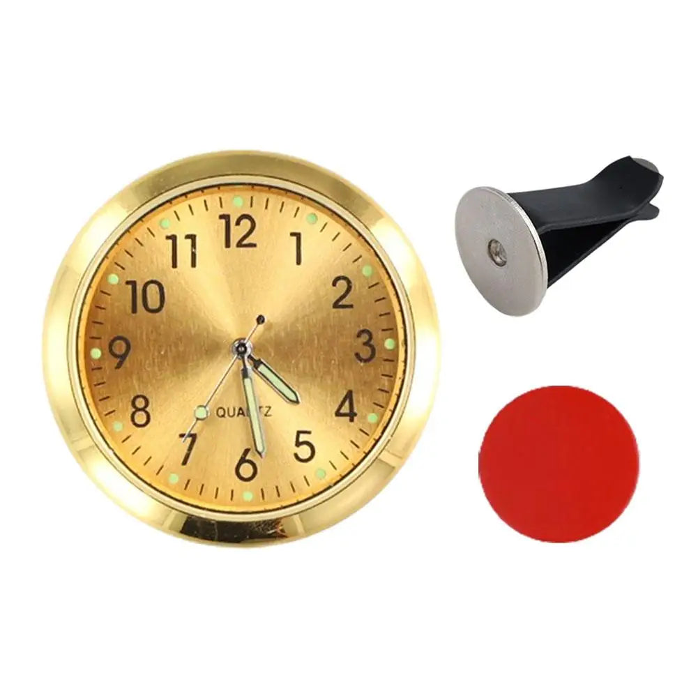 Car Mounted Metal Clock Watch Mechanics Quartz Clocks Mini Digital Clock Stick-on Car Internal With Double-sided Tape Peaceful Pleasures Health and Wellness D