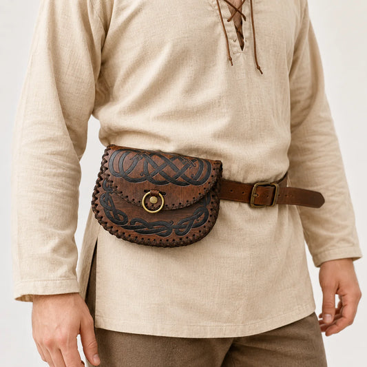 Medieval Leather Belt Pouch Vintage Renaissance Waist Bag Viking Peaceful Pleasures Health and Wellness