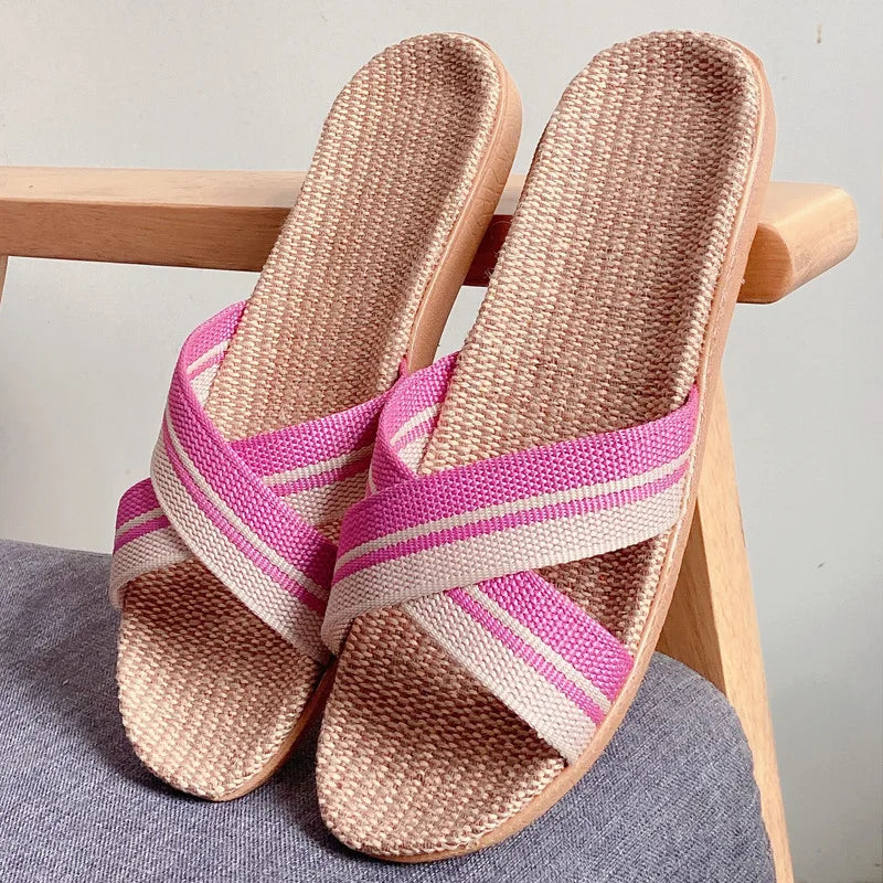 JPNTKY Men's Linen Beach Flip Flops & Indoor Slippers