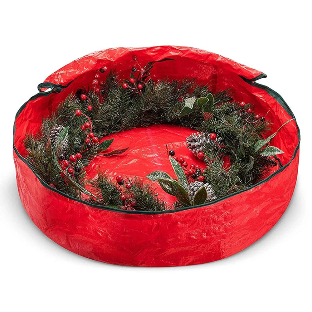 Large Capacity Round Christmas Wreath Storage Bag With Handle Wear-resistant Waterproof Festive Garland Handbag Wreath Storage Peaceful Pleasures Health and Wellness