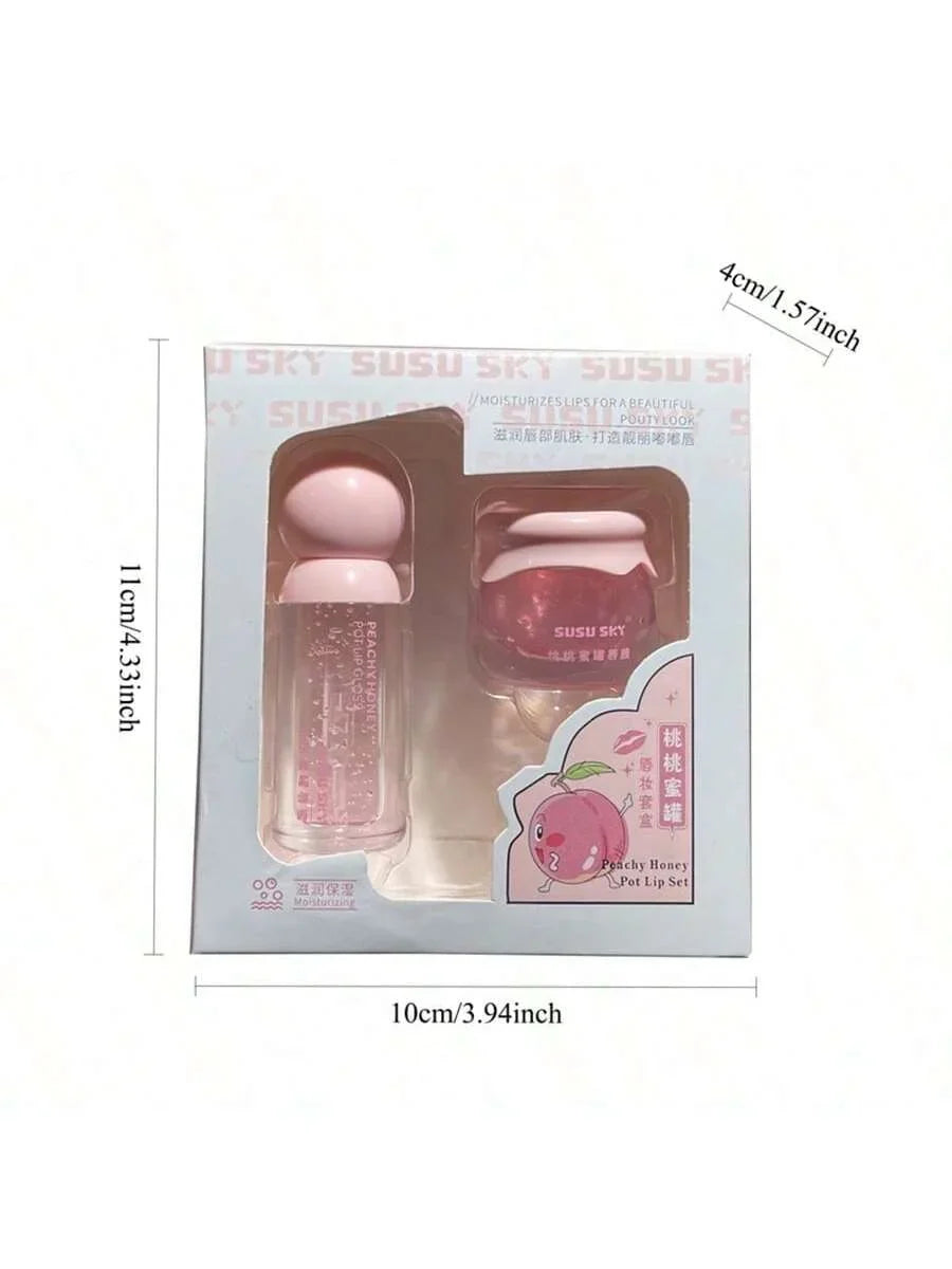 Peach Honey Lip Mask & Lip Honey Set – 24Hr Moisturizing