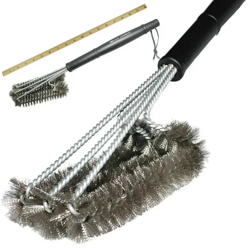 Grill Cleaning Brush BBQ Tool Grill Brush 3 Stainless Steel Brushes In 1 Cleanin Bbq Accessories Best Cleaner Barbecue bbq Peaceful Pleasures Health and Wellness