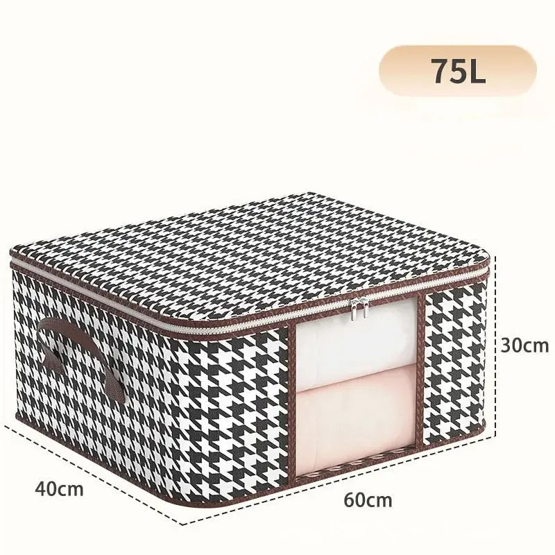 Visible Large Capacity Storage Box Portable Household Clothes Organizer With Handles Foldable Dustproof Quilt Zipper Container Peaceful Pleasures Health and Wellness