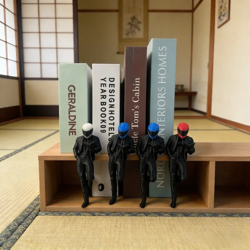 1-Piece Set of a Racer with Helmet, Creative and Quirky Bookend Model Figurine, Dynamic Motorcyclist Decoration, Bookshelf Ornament, Suitable for Office and Study Room, a Great Gift for Book Lovers Peaceful Pleasures Health and Wellness