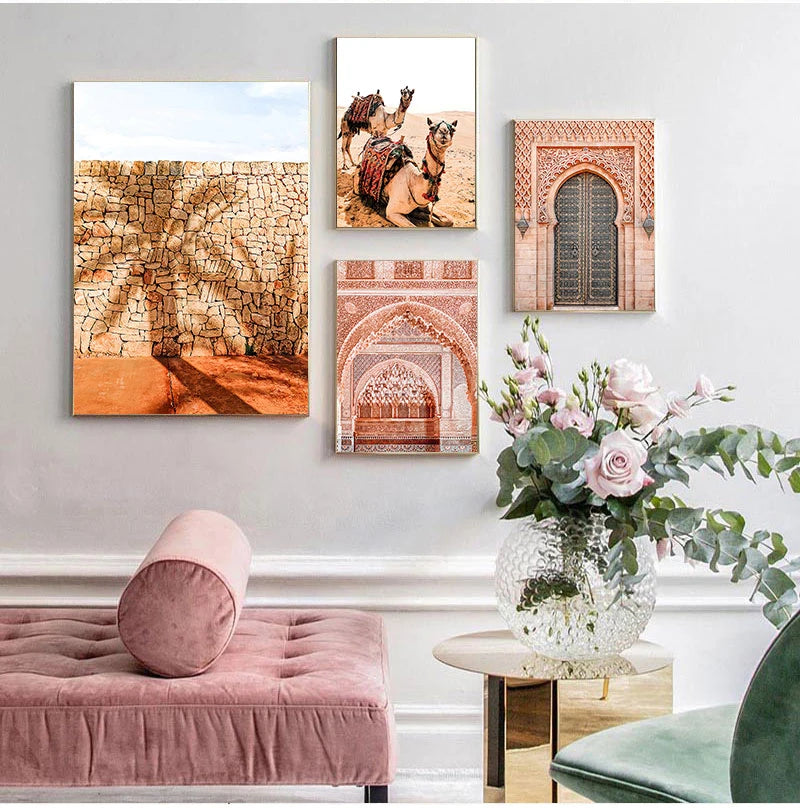 Boho Landscape Wall Art Desert Travel Print Marrakech Poster Camel Canvas Print Painting Wall Picture Living Room Moroccan Decor Peaceful Pleasures Health and Wellness