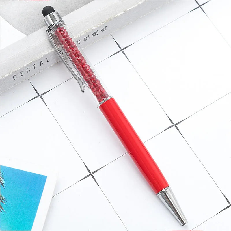 Diamond Ballpoint Pen Stylus For Touch Screen Pen Universal Tablet Touch Pencil For Phone Accessories Electrostatic Touch Pen Peaceful Pleasures Health and Wellness Red