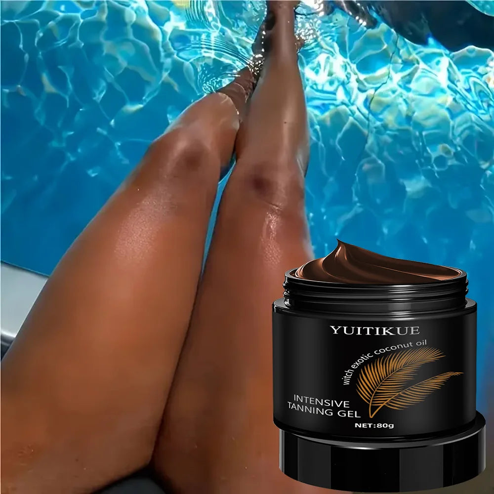YUITIKUE Intensive Tanning Gel 80g with Coconut Oil - Fast Natural Sun-Kissed Glow, Moisturizing & No Streaks, Tropical Scent Peaceful Pleasures Health and Wellness