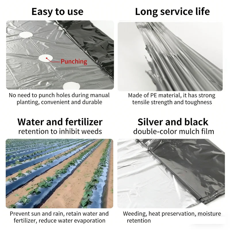 Perforated Weed Barrier Fabric – Black PE Ground Cover 95cm×10m