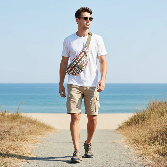 Unisex Crossbody Bag Lightweight Shoulder Waist Pack Outdoor Print Design Peaceful Pleasures Health and Wellness