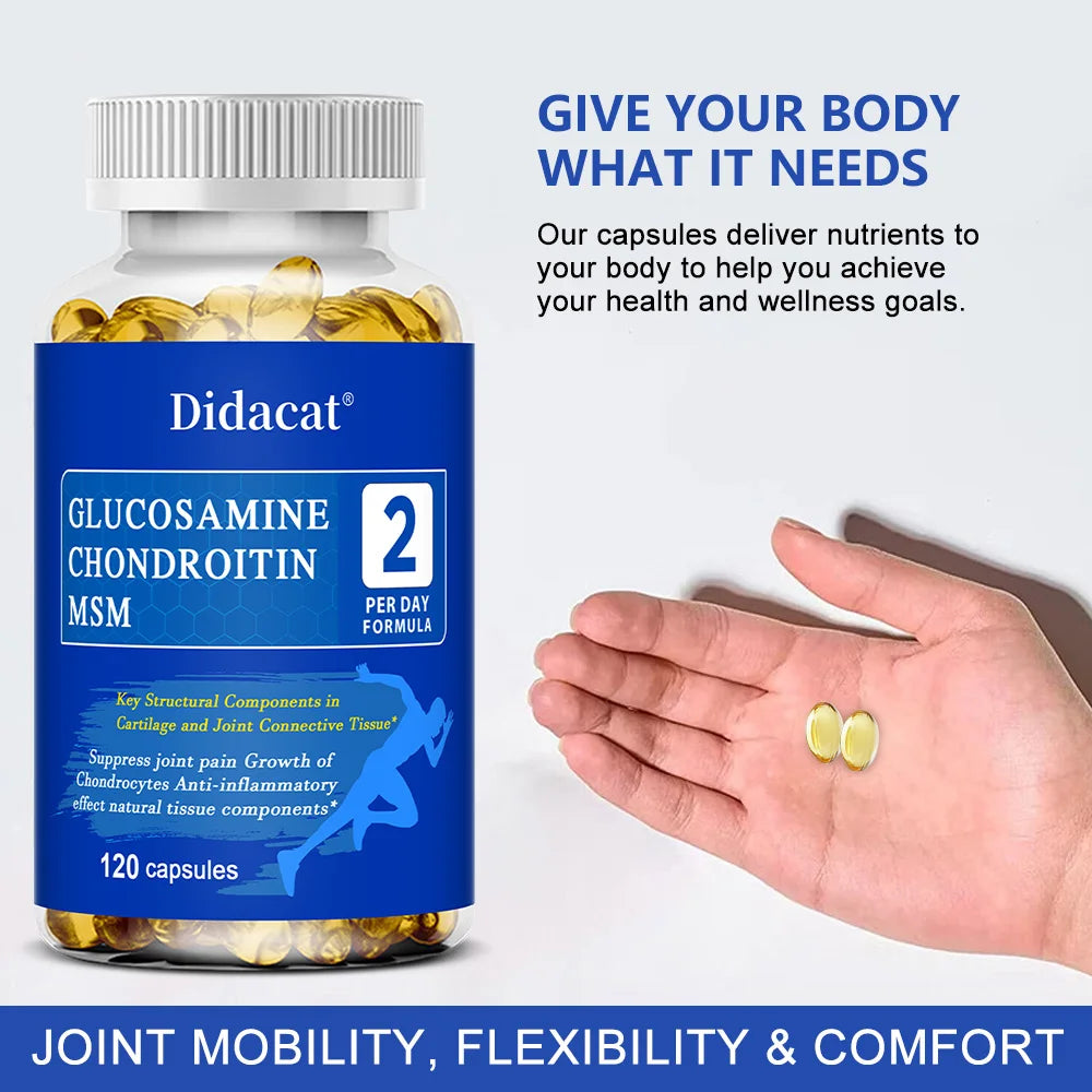 Glucosamine Chondroitin MSM Capsules with Collagen & Boswellia, Joint Cartilage Mobility & Flexibility Daily Wellness Supplement Peaceful Pleasures Health and Wellness