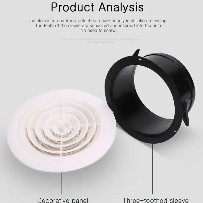 Round Adjustable Air Vent Grille Cover 75mm–150mm | ABS