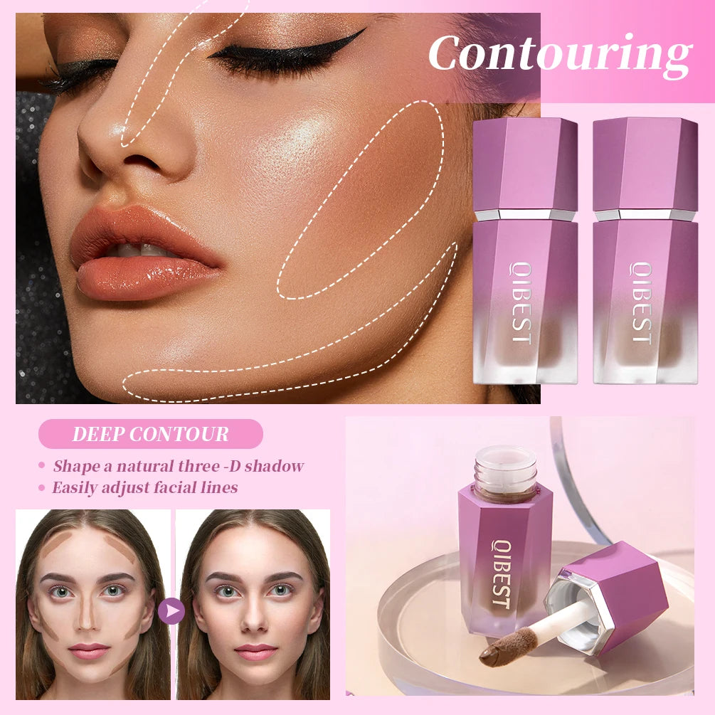 QIBEST Liquid Blusher Natural Cream Cheek Eye Tint Blush Multi-use Makeup Stick Liquid Contouring Highlighter Brighten Cosmetics Peaceful Pleasures Health and Wellness