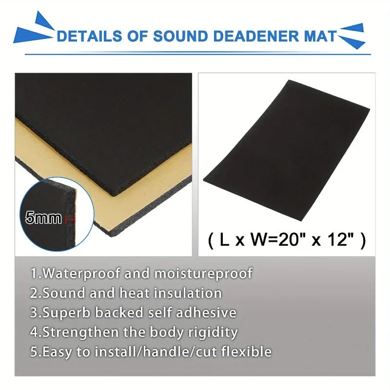 Car Heat Insulation Sound Deadener Mat – Hood Door Roof Trunk