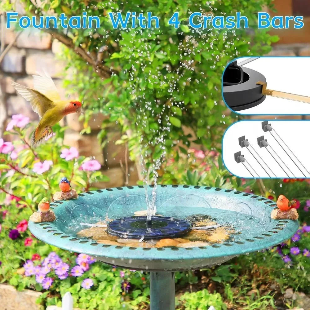 Outdoor Solar Fountain – 6 Nozzles & DIY Garden Bird Bath