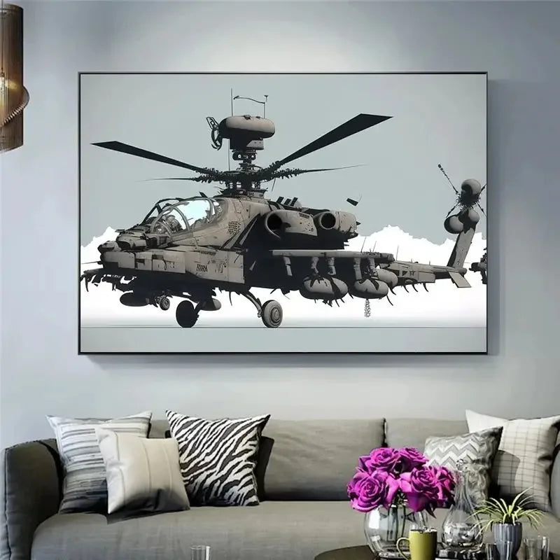 Aircraft Sunset Poster Aesthetics Aircraft Fighter Canvas Painting Print Wall Art Poster Mural Home Military Room Decor Picture Peaceful Pleasures Health and Wellness